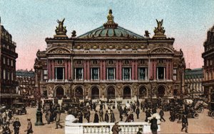 París: vista de la fachada de la Ópera realizada por Charles Garnier (1825-1898) y de la estación de metro en la Place de l