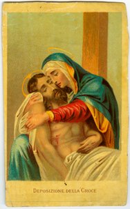 Imagen piadosa: Descendimiento de la cruz