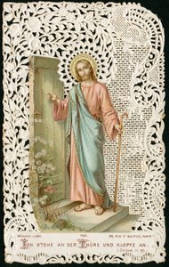 Imagen piadosa: Jesús llamando a la puerta (cromolitografía) de Anonymous Anonymous