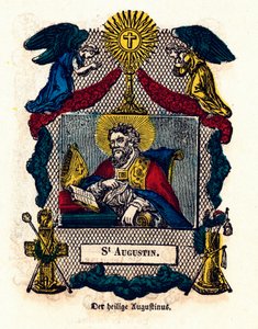 Imagen piadosa: San Agustín (Agustín de Hipona (354 - 430), obispo y doctor de la Iglesia, autor de la Regla de San Agustín y Confesiones). Grabado del siglo XIX colección privada de Anonymous Anonymous