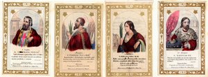 Imagen piadosa: San Ulrico de Augsburgo, San Estanislao, Santa Bibiana, San Ladislao I de Hungría, tarjeta de colección privada de Anonymous Anonymous