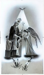 Imagen piadosa: la profesión de fe, etapa de la educación religiosa cristiana. Tarjeta de Colección Privada de Anonymous Anonymous
