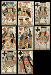 Cartas de juego con figuras históricas