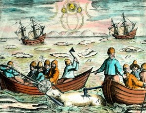 Escena de caza de osos polares en Canadá. Grabado del siglo XVIII. Colección privada de Anonymous Anonymous