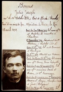 Ficha policial del criminal Jules Bonnot