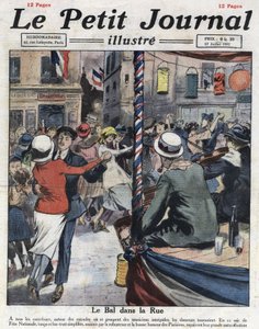 Bailes populares en las calles de París con motivo de la fiesta nacional del 14 de julio. Ilustración tomada de “Le petit journal illustrious” del 17/07/1921. Colección privada de Anonymous Anonymous