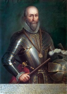 Retrato de Álvaro de Bazán y Guzmán, primer marqués de Santa Cruz (1526-1588), almirante y navegante español. Pintura anónima, óleo sobre lienzo.