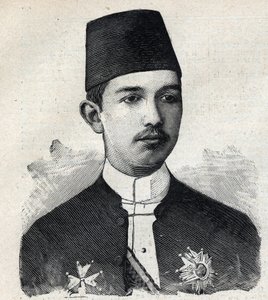 Retrato de Abbas II Pasha (1874-1944), Vice Rey de Egipto. Grabado en 