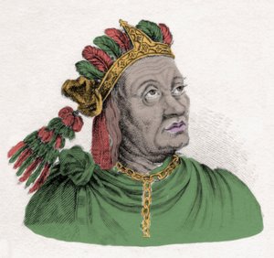 Retrato de Atahualpa (1502-1533), último emperador del Imperio Inca. Grabado del siglo XIX. Milán de Anonymous Anonymous