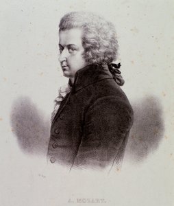 Retrato del compositor austriaco Wolfgang Amadeus Mozart (1756-1791) Grabado. Siglo XIX. Colección privada milanesa de Anonymous Anonymous
