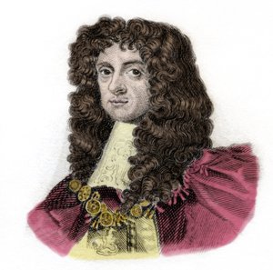 Retrato de Carlos II (1630-1685) Rey de Inglaterra. Grabado del siglo XIX. Milán