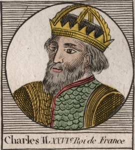 Retrato de Carlos II el Calvo (823-877), Rey de Francia - Carlos II (823-877) el Calvo - grabado de 