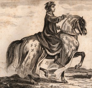 Retrato de Carlos IV el Hermoso (1294-1328), rey de Francia. Grabado de 1859 en “Le Monde. Historia de todos los pueblos desde los tiempos más remotos hasta la actualidad” de M. E. de Lostalot-Bachoue. Colección privada.