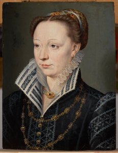 Retrato de Claude Catherine de Clermont-Tonnerre, duquesa de Retz (1543-1603), c.1571 (óleo sobre tabla) de Anonymous Anonymous