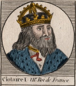 Retrato de Clotario I (497-561), Rey de Neustria y Rey de los Francos - Clotario I, Rey de los Francos - grabado de 