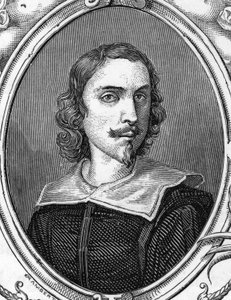 Retrato de Francesco Albani (1578-1660) llamado el Albanés, pintor italiano. grabado de 1859 en "las galerías de Europa - Italia" por Armengaud. Colección privada.