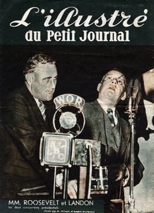 Retrato de Franklin Delano Roosevelt (1882-1945) y Alfred Mossman "Alf" Landon (1887-1987), los dos competidores en la Presidencial de los Estados Unidos. En "El Pequeño Diario Ilustre".