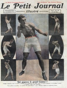 Retrato del boxeador francés Georges Carpentier que luchará contra el boxeador estadounidense Jack Dempsey por el título de Campeón del Mundo. Ilustración tomada de “Le petit journal illustrious” del 19/06/1921. Colección privada de Anonymous Anonymous