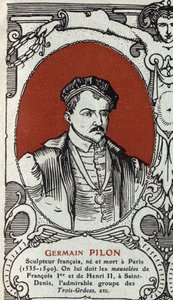 Retrato de Germain Pilon (1535-1590), escultor francés. Grabado de 1914. Colección privada de Anonymous Anonymous