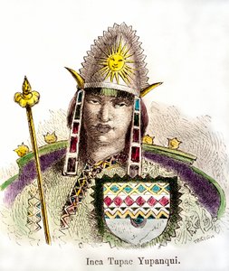 Retrato del emperador inca Tupac Yupanqui (reinó de 1471-1493). Grabado del siglo XIX. Colección privada