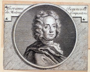 Retrato del compositor y violonchelista barroco italiano Giovanni Battista Bononcini (Grabado. Siglo XVIII) de Anonymous Anonymous