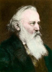 Retrato de Johannes Brahms (1833-1897), compositor alemán (grabado del siglo XIX) de Anonymous Anonymous