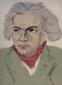 Retrato de Ludwig van Beethoven (1770-1827) compositor alemán - dibujo anónimo de principios del siglo XX - Colección privada