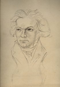 Retrato de Ludwig van Beethoven (1770-1827) compositor alemán - dibujo anónimo de principios del siglo XX - Colección privada
