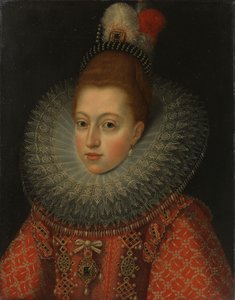 Retrato de Margarita de Austria (1584-1611) Reina de España, c.1600 (óleo sobre cobre) de Anonymous Anonymous