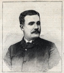 Retrato de Pierre Decourcelle, escritor francés (1856-1926). Grabado en 