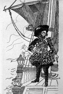 Retrato de un pirata en la cubierta de su barco