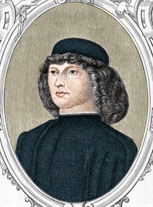Retrato del pintor italiano Giovanni Bellini llamado il Giambellino (1425/1433-1516), grabado de 1859 en “The galleries of Europe - Italy” por Armandaud. Colección privada. de Anonymous Anonymous