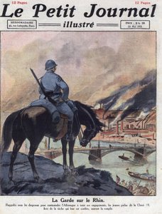 Postguerra: Los antiguos hombres de la Primera Guerra Mundial regresan al Rin para asegurar que Alemania cumpla con sus compromisos hechos en la Conferencia de Londres. Ilustración tomada de “Le petit journal” del 22/05/1921. Colección privada