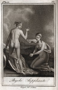 Psique suplicando. Grabado de 1819 en “Lettres a Emilie sur la mythologie” de Charles Albert Demoustier (1760-1801). Colección privada. de Anonymous Anonymous