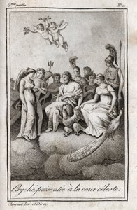 Psique presentada ante la Corte Celestial. Grabado de 1819 en "Lettres a Emilie sur la mythologie" de Charles Albert Demoustier (1760-1801). Colección privada. de Anonymous Anonymous