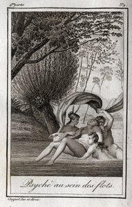 Psique en las olas. Grabado de 1819 en “Cartas a Emilie sobre la mitología” de Charles Albert Demoustier (1760-1801). Colección privada. de Anonymous Anonymous