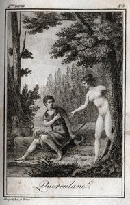 QUERCULANES, ninfas, protectoras de canales. Grabado de 1819 en "Lettres a Emilie sur la mythologie" por Charles Albert Demoustier (1760-1801). Colección privada. de Anonymous Anonymous