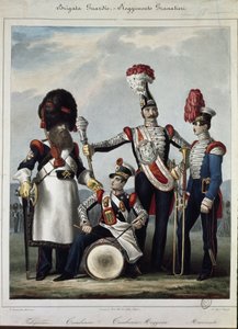 Uniformes del ejército real de Cerdeña - litografía de Anonymous Anonymous