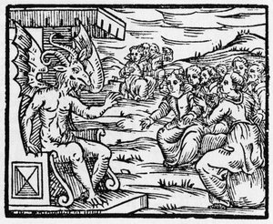 Satanás se dirige a los hechiceros - “Compendium Maleficarum”, trata sobre las brujas, su maldad y sus sortilegios por Francesco Maria Guazzo o Guaccio o Guaccius (15?? -16??) 1608 Colección Privada
