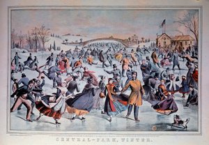 Patinaje en el lago congelado de Central Park en Nueva York, EE.UU. (siglo XIX)