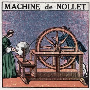 Máquinas estáticas: la máquina del abate Jean Antoine Nollet (Jean-Antoine) (1700-1770) inventada en 1740. Ilustración anónima de 1925. Colección privada. de Anonymous Anonymous