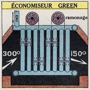 Generadores de vapor: economizador verde para una caldera. Ilustración anónima de 1925. Colección privada. de Anonymous Anonymous