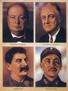 Los líderes aliados de la Segunda Guerra Mundial - Winston Churchill, Franklin Delano Roosevelt, Joseph Stalin y Chiang Kai Shek - 1943 de Anonymous Anonymous