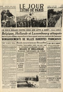 La Batalla de Bélgica o Campaña Belga - campaña de 18 días - invasión alemana de Bélgica durante la Segunda Guerra Mundial - Diario “Le Jour. L