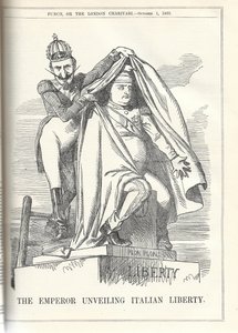 El Emperador desvelando la libertad italiana. De la revista Punch de Anonymous Anonymous