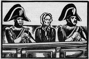 El caso Henriette Cornier, representada en el estrado en su juicio por el asesinato de un bebé, cerca de sus empleadores en noviembre de 1825. Ilustración tomada de “Le petit journal illustre” 1931