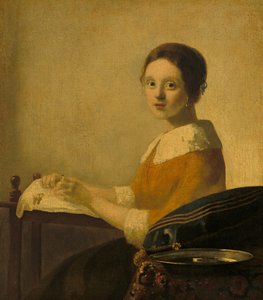 La encajera, c.1925 (óleo sobre lienzo) de Anonymous Anonymous