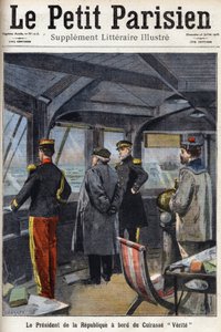 El presidente de la República Armand Fallieres (1841-1931) a bordo del acorazado "Verite". En "Le petit parisien" el 26/07/1908. Colección privada. de Anonymous Anonymous