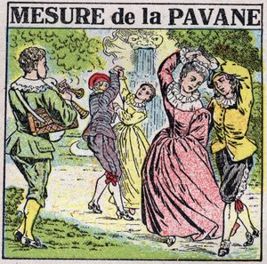 El arte de los sonidos: medir la pavana (danza). Ilustración anónima de 1925. Colección privada. de Anonymous Anonymous