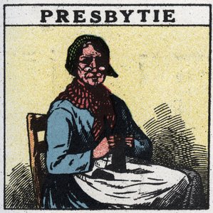El ojo: persona que sufre de presbicia. Ilustración anónima de 1925. Colección privada. de Anonymous Anonymous